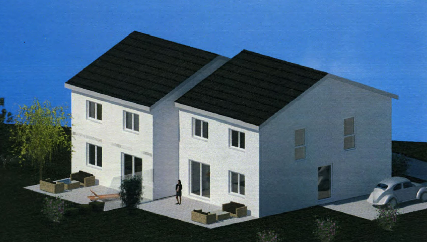 Kaufangebot für eine Doppelhaus CAD Zeichnung